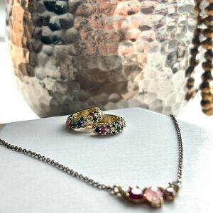 🌟BUY 1 GET 1 FREE🌟 BRAND NEW Colorful Cubic Zirconia Huggie Hoops